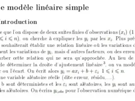 Le modèle linéaire simple