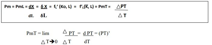 La production marginale (ou productivité marginale) Pm