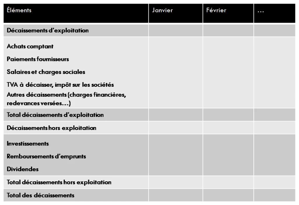 budget des décaissements