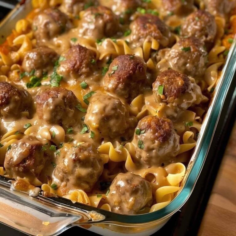 Creamy Meatball Noodle Casserole Recipe