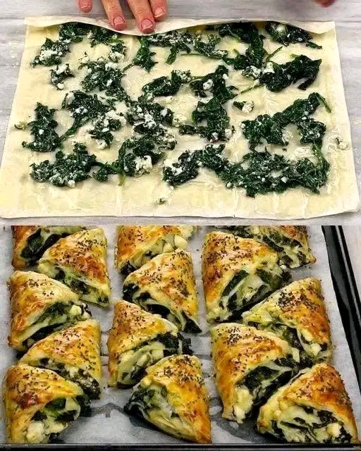 Crispy Spinach and Cheese Puff Pastry Triangles