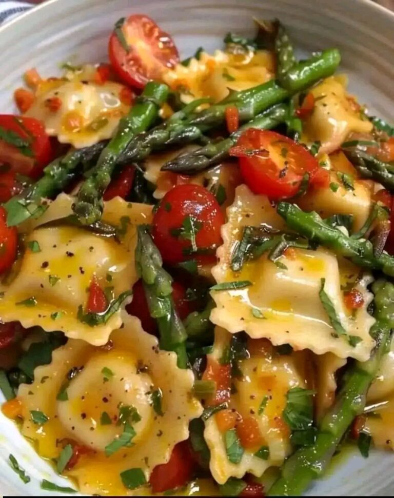 Ravioli Salad with Asparagus and Cherry Tomatoes